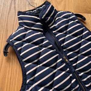 J. Crew Navy and White Striped Puffer Vest